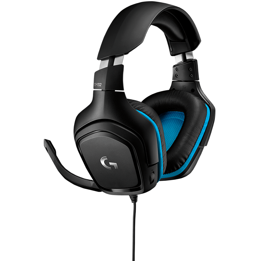 Logitech G432 Wired Gaming Headset 7.1 - Leatherette - Black Blue - USB – alternate product view 4