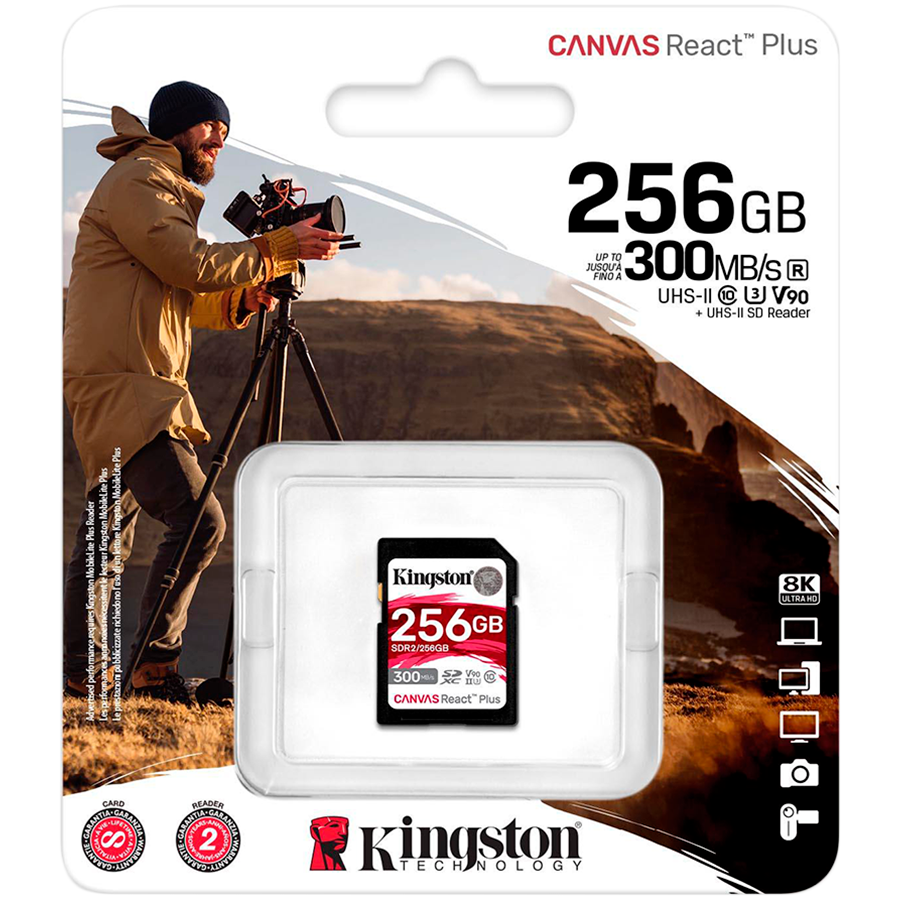 Kingston 256GB Canvas React Plus SDXC UHS-II 300R/260W U3 V90 for Full HD/4K/8K – alternate product view 3