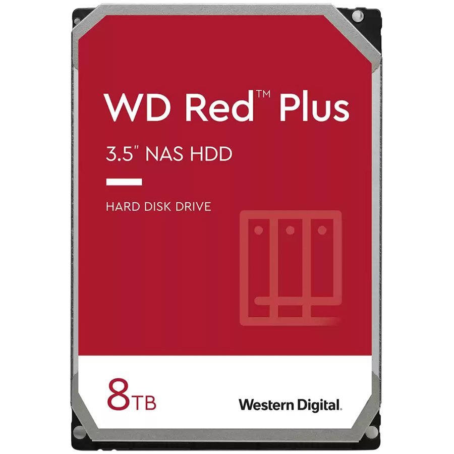 HDD NAS WD Red Plus 8TB CMR, 3.5'', 256MB, 5640 RPM, SATA, TBW: 180 by Western Digital – product photo