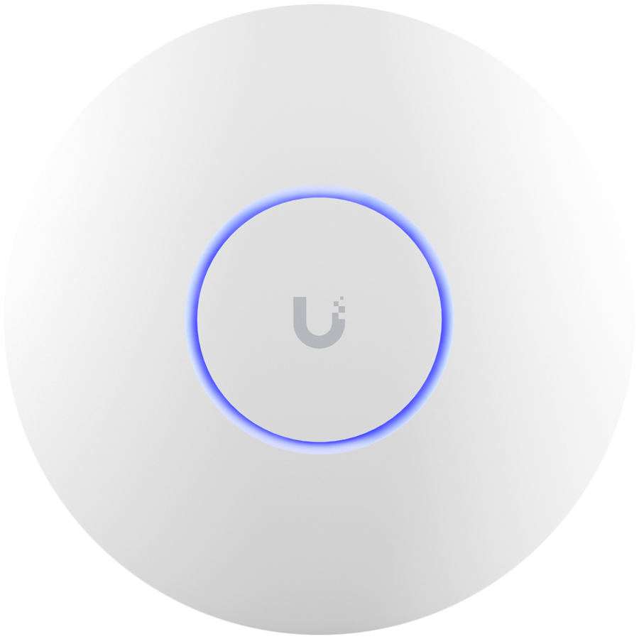 UBIQUITI U6 Long-Range; WiFi 6; 8 spatial streams; 185 m² (2,000 ft²) coverage; 350+ connected devices; – product photo