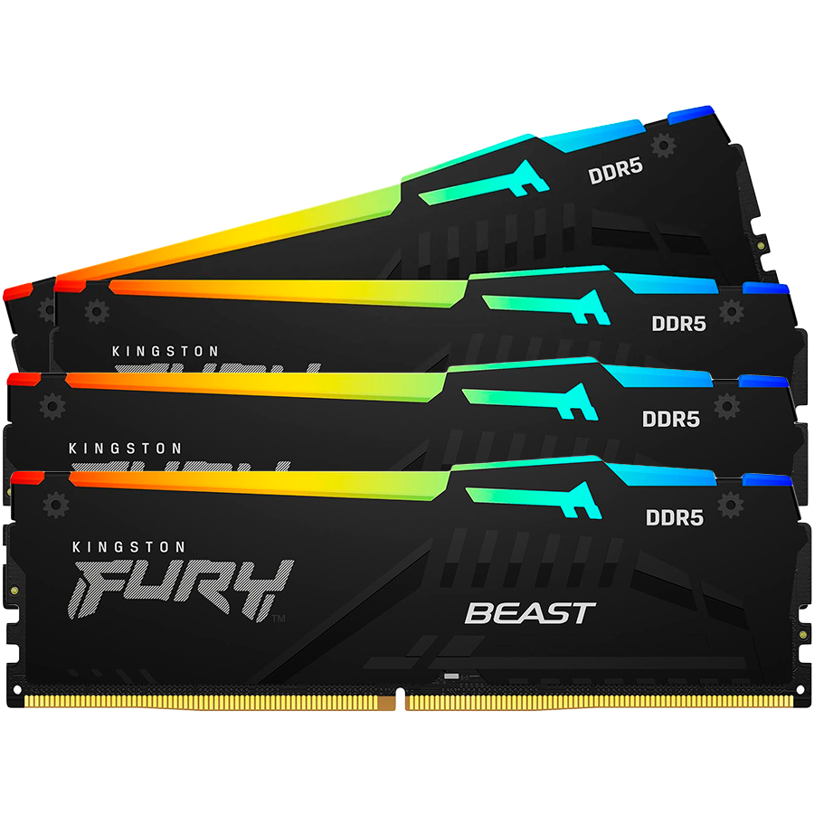 Kingston 128GB 5200MT/s DDR5 CL40 DIMM (Kit of 4) FURY Beast Black XMP