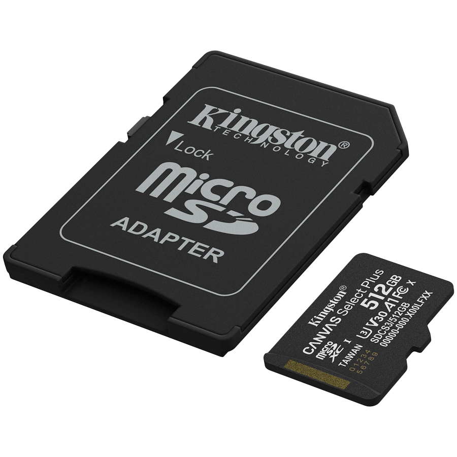 Kingston 512GB microSDXC Canvas Select Plus Gen3 150MB/s A1 Card + Adapter – alternate product view 2