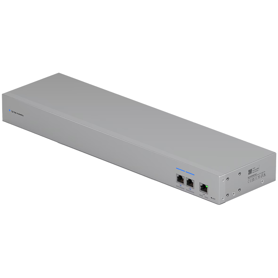 Ubiquiti WAN Switch USW-WAN-RJ45-EU 10 GbE linking two Shadow Mode High Availability UniFi Gateways to a – product photo