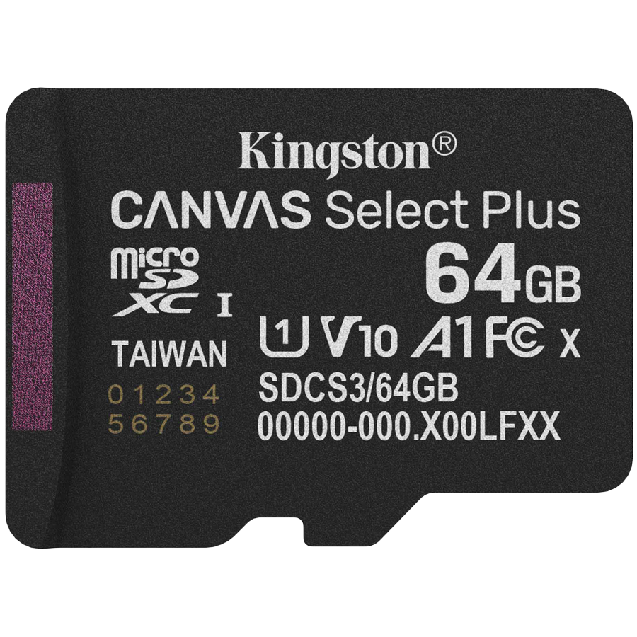 Kingston 64GB micSDXC Canvas Select Plus Gen3 100R A1 Single Pack w/o ADP