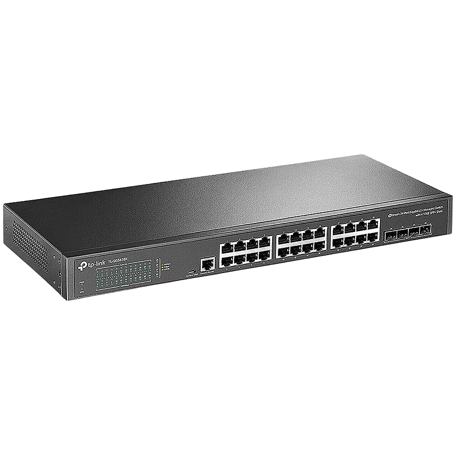 TP-Link SG3428X-M2 Omada 24-Port 2.5GBASE-T L2+ Managed Switch with 4 10GE SFP+ Slots, 24× 2.5 Gbps RJ45 – product photo