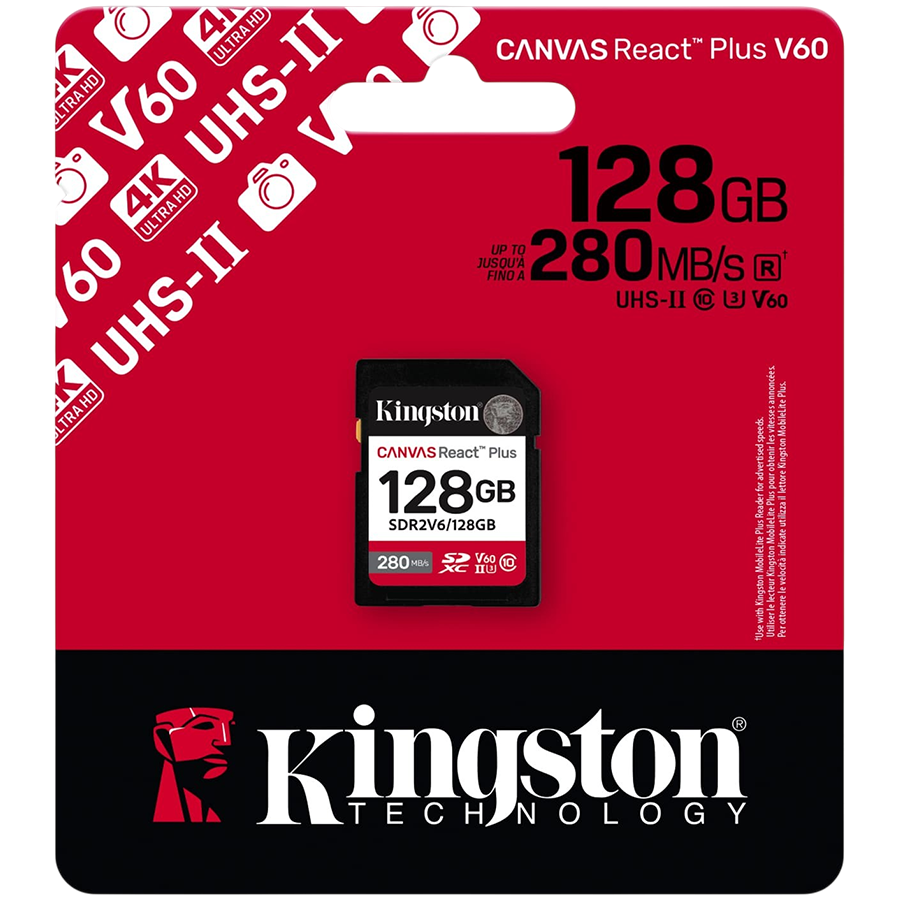 Kingston 128GB SDXC Canvas React Plus SDXC UHS-II 280R/100W U3 V60 – alternate product view 3
