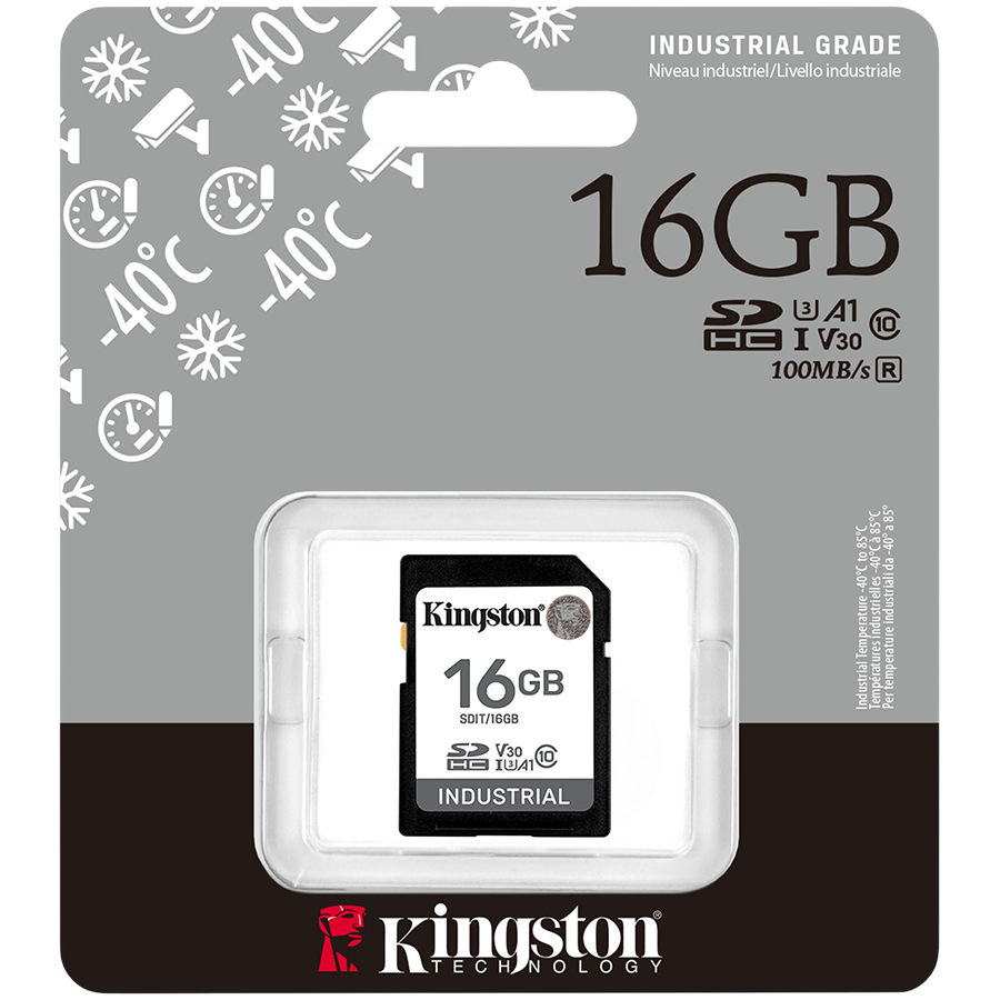 Kingston 16GB SDHC Industrial -40C to 85C C10 UHS-I U3 V30 A1 pSLC – alternate product view 3