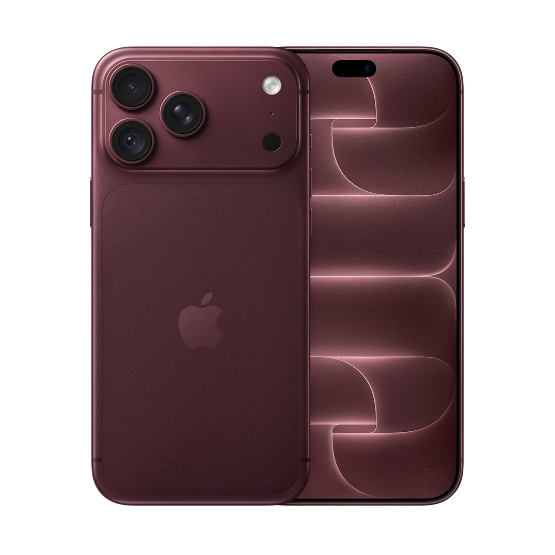 Apple iPhone 18 Pro Max in Burgundy, shown from the front and back