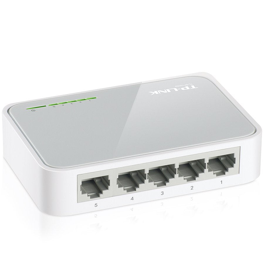 Switch TP-Link TL-SF1005D, 5-Port RJ45 10/100Mbps desktop switch, Fanless, Auto Negotiation/Auto MDI – view 2