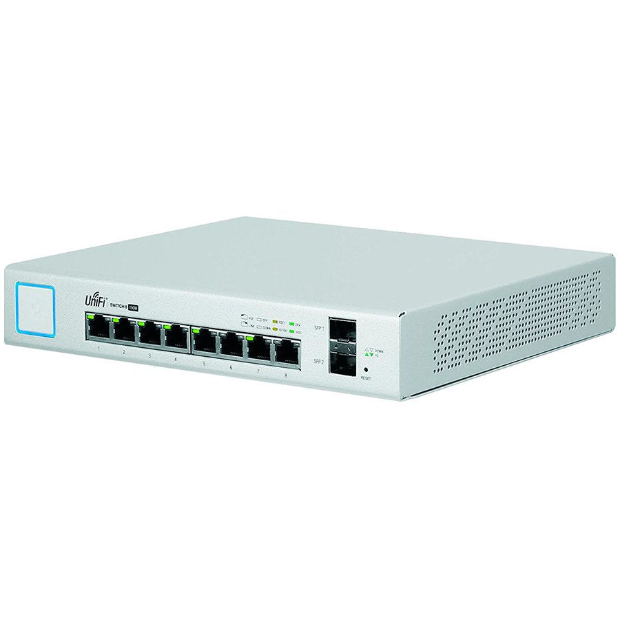 "Ubiquiti 8-Port Fully Managed PoE+ Gigabit Switch with 2 SFP ports,150W Power Supply, EU" – product photo
