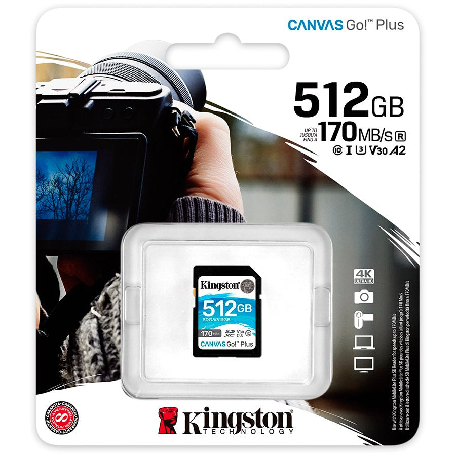 Kingston 512GB SDXC Canvas Go Plus 170R C10 UHS-I U3 V30 – alternate product view 3