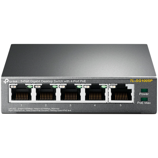 TP-LINK TL-SG1005P 5-Port Gigabit Desktop Switch with 4-Port PoE – product photo