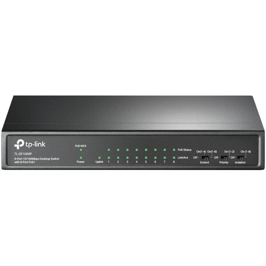 9-port 10/100Mbps unmanaged switch with 8 PoE+ ports, compliant with 802.3af by TP-Link – product photo