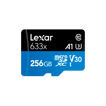 Lexar 256GB High-Performance 633x microSDXC UHS-I with SD adapter, up to 100MB/s read 45MB/s write C10 A1 V30 U3 – product image