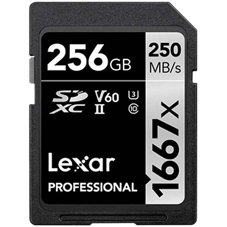 Lexar 256GB Professional 1667x SDXC UHS-II cards, up to 250MB/s read 120MB/s write C10 V60 U3 – product image