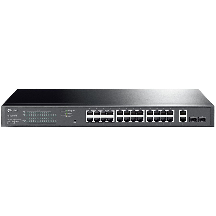 28-port gigabit Easy Smart switch with 24 PoE+ ports, 26 10/100 by TP-LINK – product photo