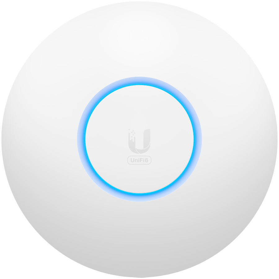 Ubiquiti U6-Lite Wi-Fi 6 Access Point with dual-band 2x2 MIMO in a compact design for low-profile mounting; – product photo