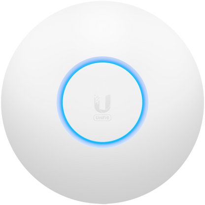 Ubiquiti U6-Lite Wi-Fi 6 Access Point with dual-band 2x2 MIMO in a compact design for low-profile mounting; – product photo