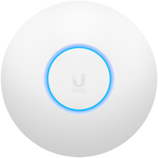 Ubiquiti U6-Lite Wi-Fi 6 Access Point with dual-band 2x2 MIMO in a compact design for low-profile mounting; – product photo