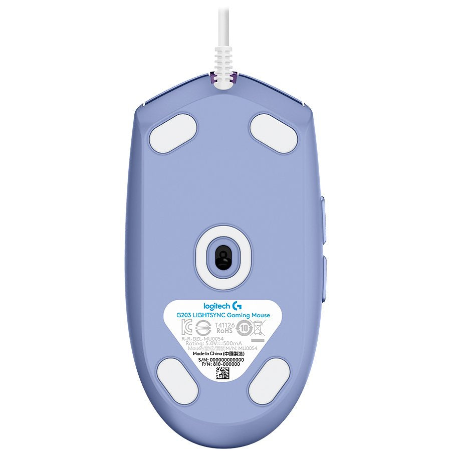 Logitech G203 Lightsync Corded Gaming Mouse - Lilac - USB – alternate product view 5