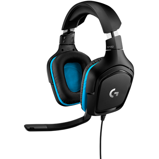 Logitech G432 Wired Gaming Headset 7.1 - Leatherette - Black Blue - USB