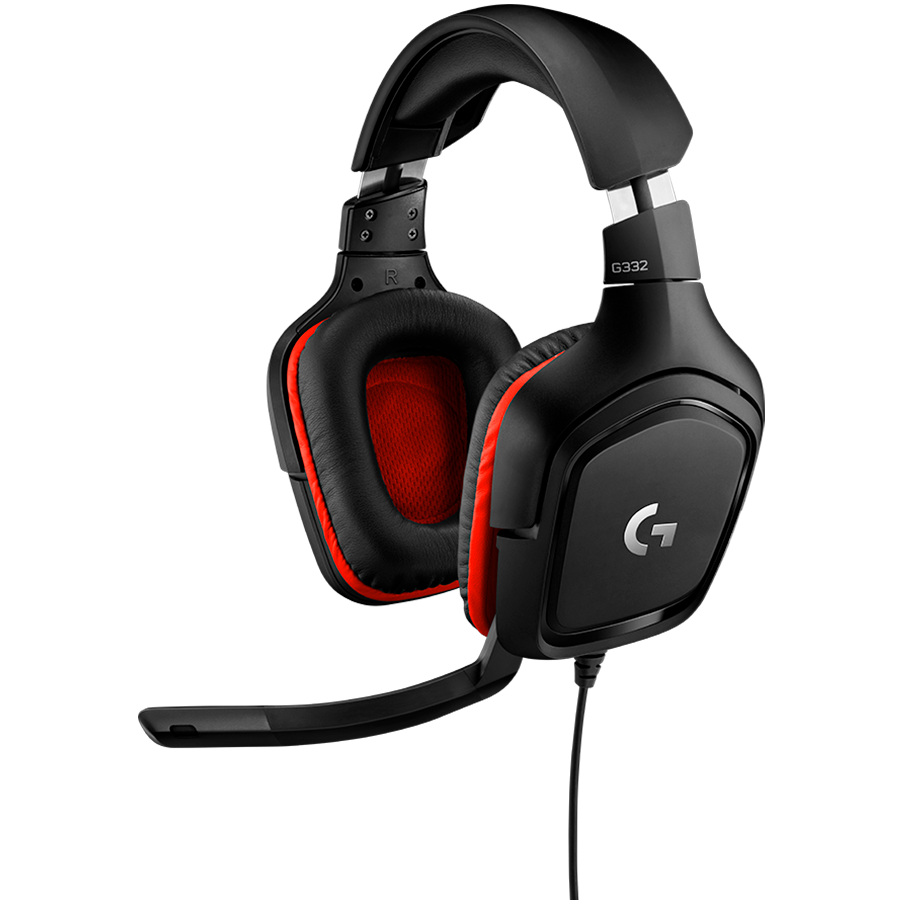 Logitech G332 Wired Gaming Headset - Leatherette - Black Red - 3.5 Mm