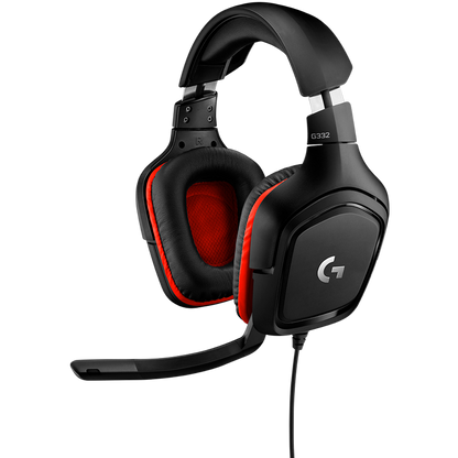 Logitech G332 Wired Gaming Headset - Leatherette - Black Red - 3.5 Mm
