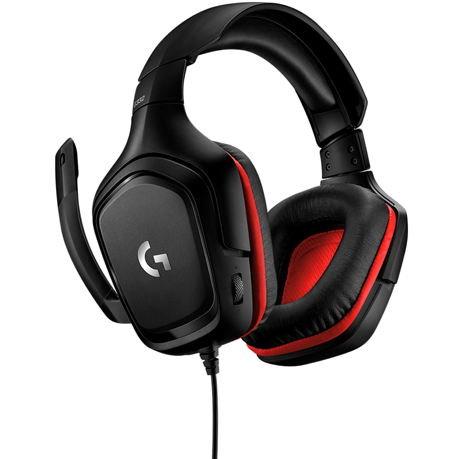 Logitech G332 Wired Gaming Headset - Leatherette - Black Red - 3.5 Mm – alternate product view 2