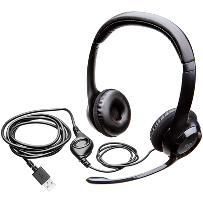 Logitech H390 Corded Headset - Black - USB