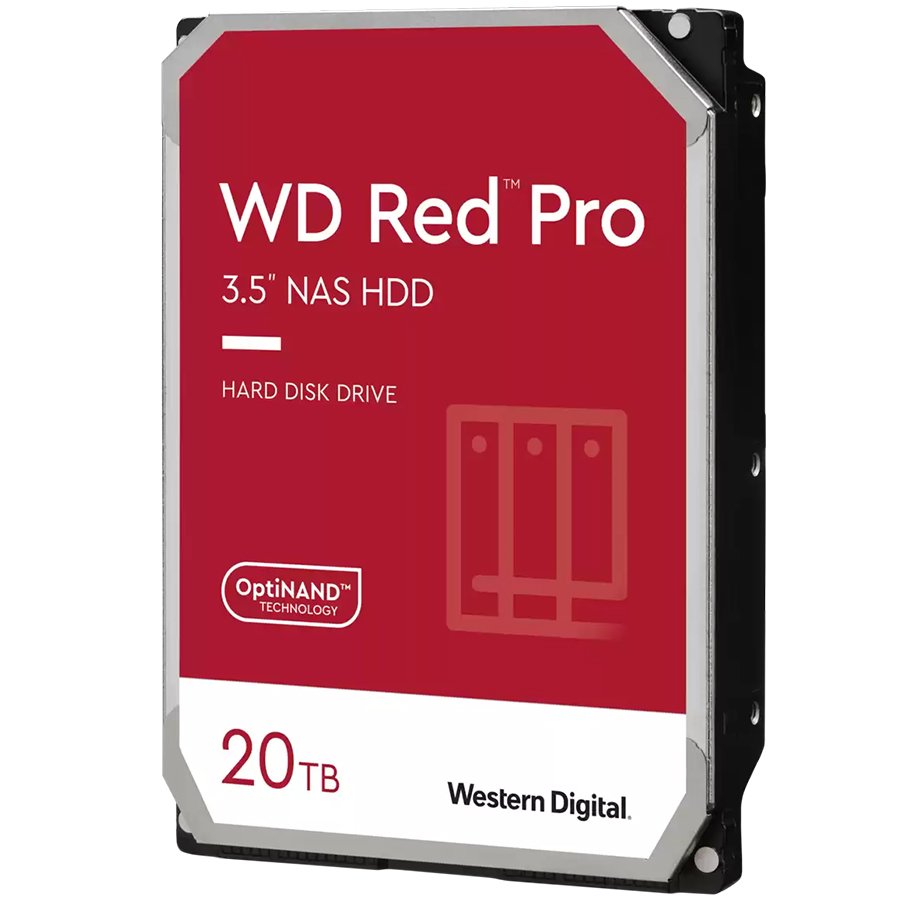 HDD NAS WD Red Pro CMR (3.5'', 20TB, 512MB, 7200 RPM, SATA 6Gbps, 300TB/year) by Western Digital – product photo