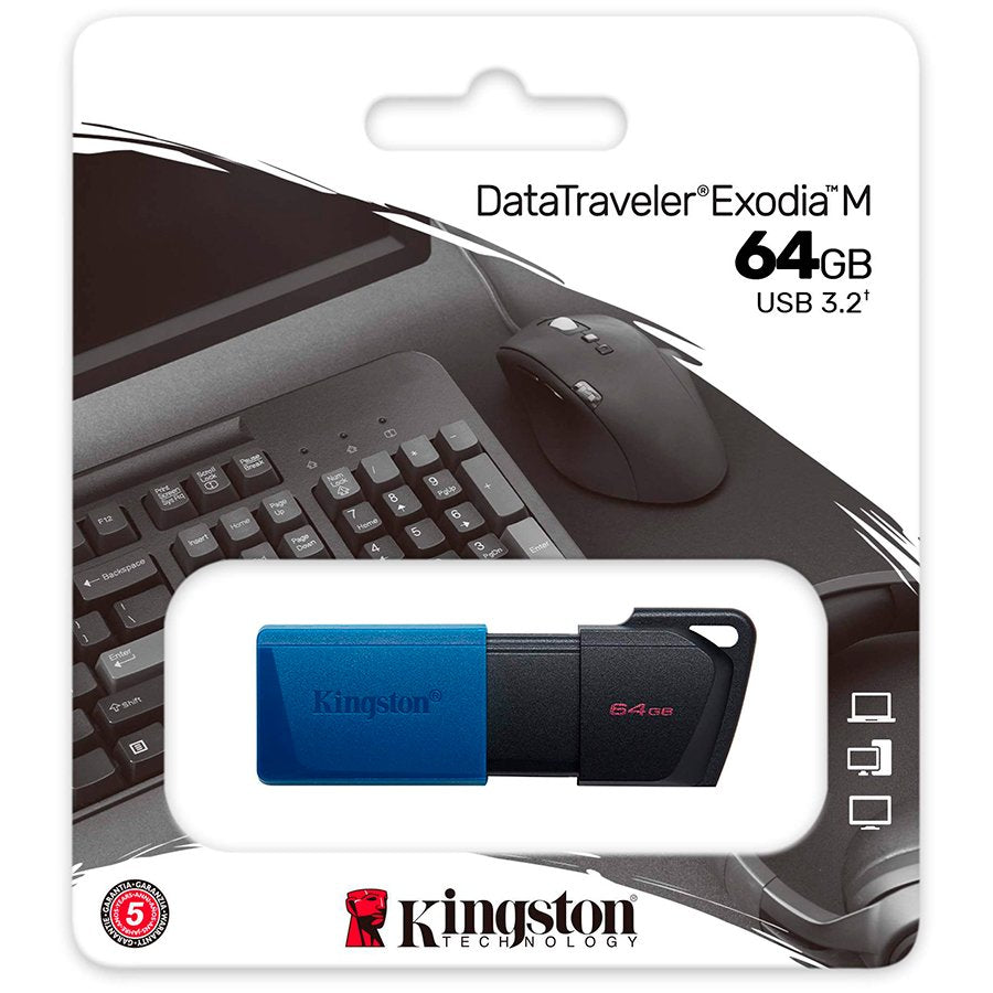 Kingston 64GB USB3.2 Gen 1 DataTraveler Exodia M (Black + Blue) – alternate product view 3