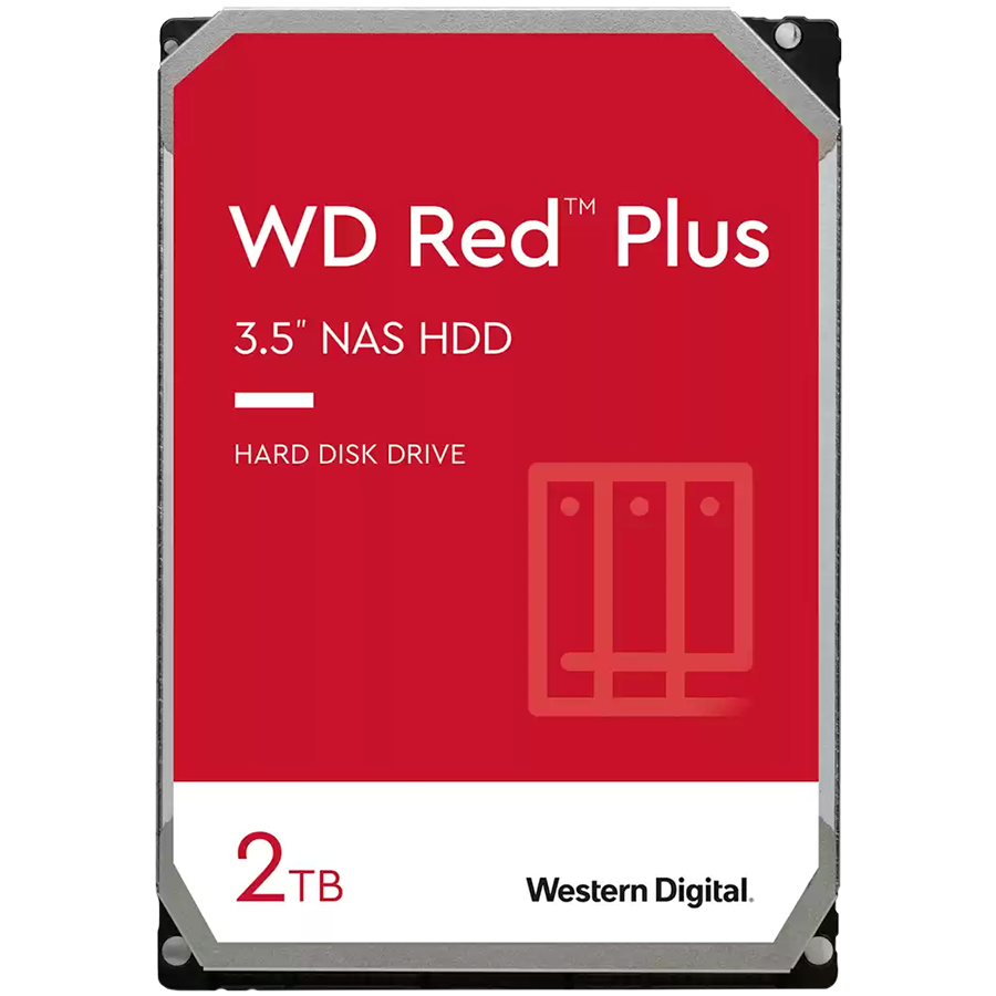 HDD NAS WD Red Plus 2TB CMR, 3.5'', 64MB, 5400 RPM, SATA, TBW: 180 by Western Digital – product photo