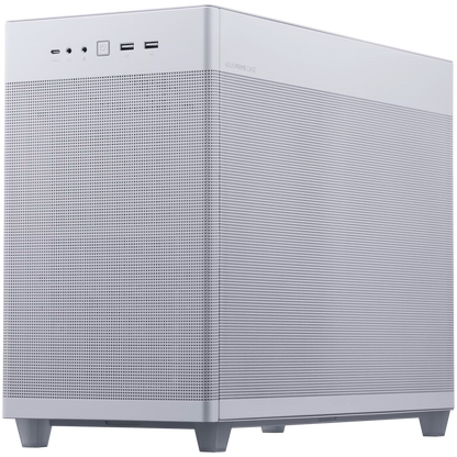 ASUS Prime AP201 MicroATX Case White - stylish 33-liter MicroATX case with tool-free side panels and a quasi-filter mesh, with support for 360 mm coolers, graphics cards up to 338 mm long, and standard ATX PSUs - product photo