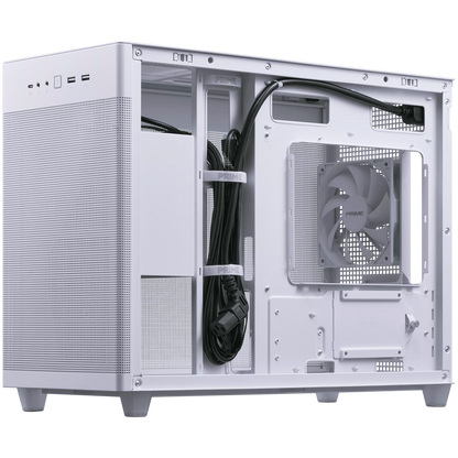 ASUS Prime AP201 MicroATX Case White - stylish 33-liter MicroATX case with tool-free side panels and a quasi-filter mesh, with support for 360 mm coolers, graphics cards up to 338 mm long, and standard ATX PSUs - image 3
