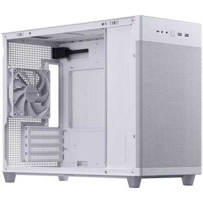 ASUS Prime AP201 MicroATX Case White - stylish 33-liter MicroATX case with tool-free side panels and a quasi-filter mesh, with support for 360 mm coolers, graphics cards up to 338 mm long, and standard ATX PSUs - image 4