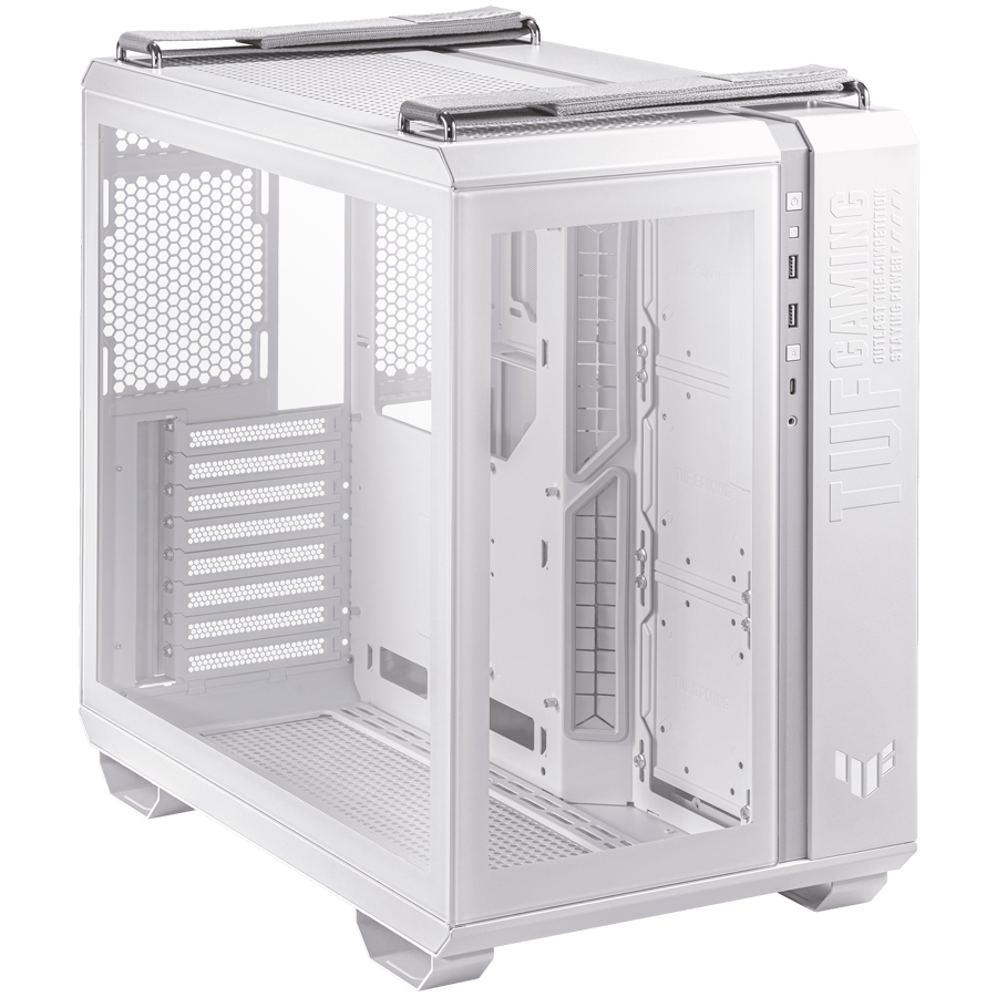 ASUS TUF Gaming GT502 ATX Gaming case White, Dual Chamber Chassis, Panoramic View, Tempered Glass front and side panel, Tool-Free side panels, Front Panel High-Speed USB Type-C - product photo