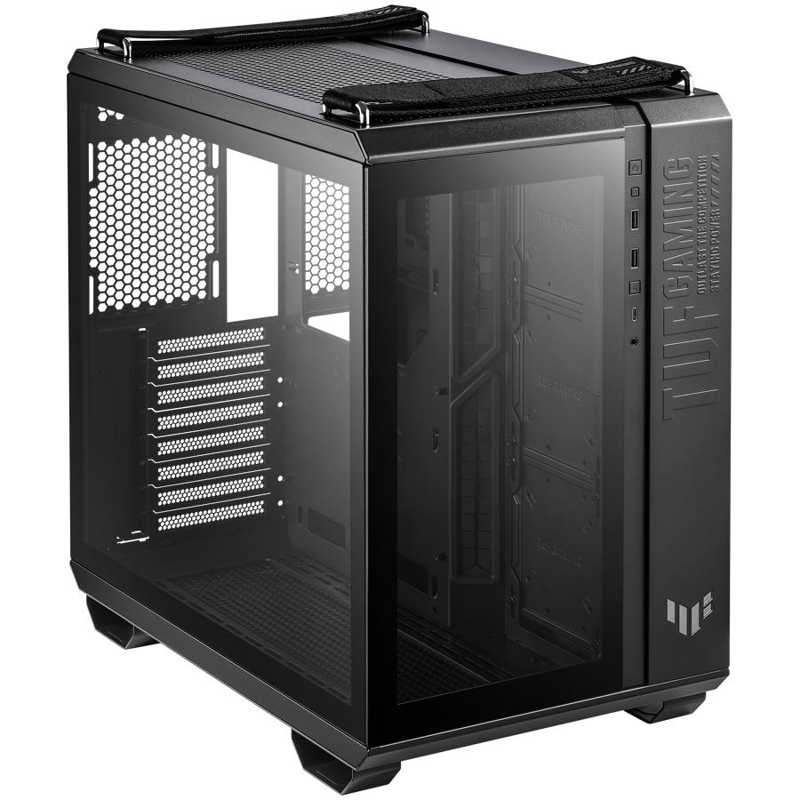 ASUS TUF Gaming GT502 ATX Gaming case Black, Dual Chamber Chassis, Panoramic View, Tempered Glass front and side panel, Tool-Free side panels, Front Panel High-Speed USB Type-C - product photo