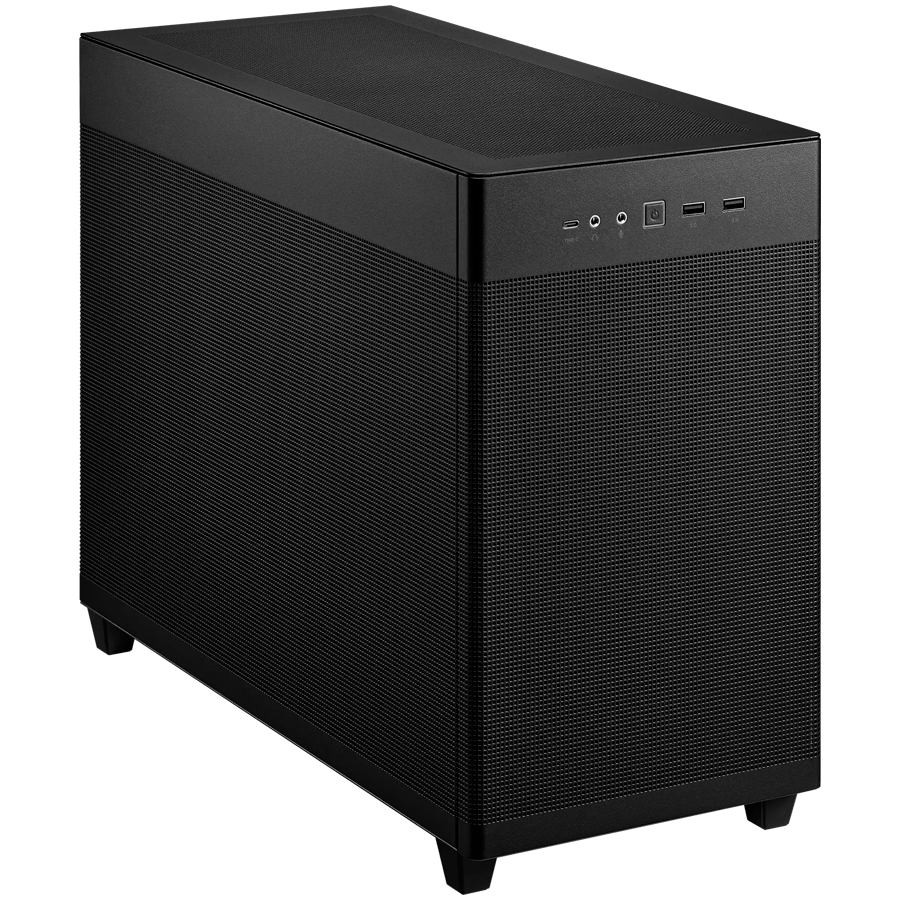 ASUS Prime AP201 MicroATX Case Black - stylish 33-liter MicroATX case with tool-free side panels and a quasi-filter mesh, with support for 360 mm coolers, graphics cards up to 338 mm long, and standard ATX PSUs - image 2
