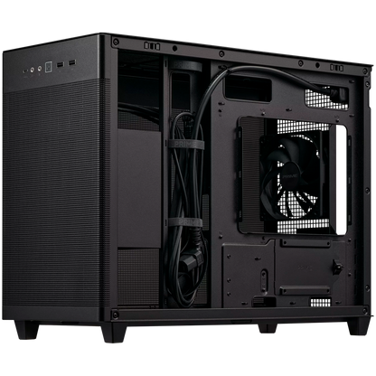 ASUS Prime AP201 MicroATX Case Black - stylish 33-liter MicroATX case with tool-free side panels and a quasi-filter mesh, with support for 360 mm coolers, graphics cards up to 338 mm long, and standard ATX PSUs - image 3