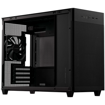 ASUS Prime AP201 MicroATX Case Black - stylish 33-liter MicroATX case with tool-free side panels and a quasi-filter mesh, with support for 360 mm coolers, graphics cards up to 338 mm long, and standard ATX PSUs - image 4