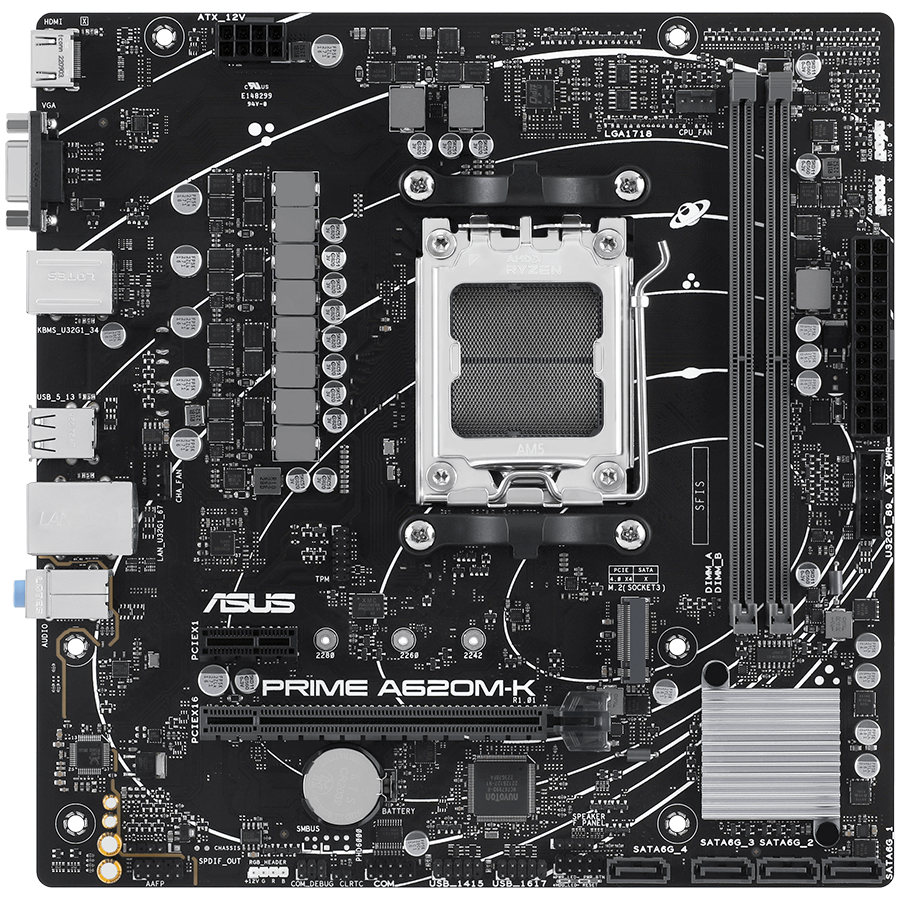 ASUS PRIME A620M-K AM5 mATX MB – alternate product view 2