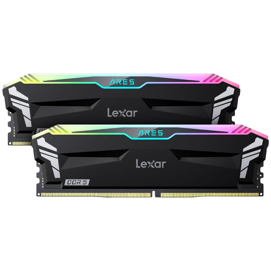 Lexar 32GB Kit (2x16GB) Ares DDR5 6000 CL30 1.35V Memory with heatsink and RGB lighting,Dual pack, Black Color – product image