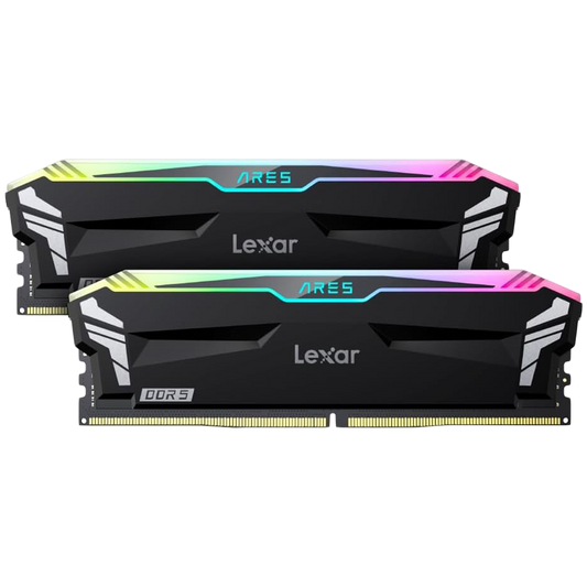 Lexar 32GB Kit (2x16GB) Ares DDR5 6000 CL30 1.35V Memory with heatsink and RGB lighting,Dual pack, Black Color – product image