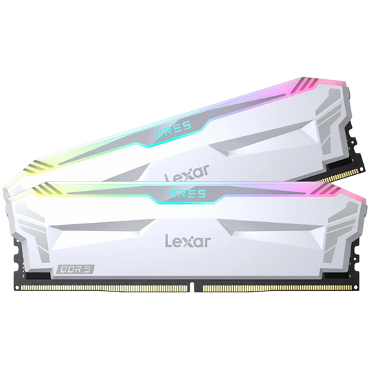 Lexar Ares DDR5 (2X16GB) 6400 CL32 1.4V Memory with heatsink and RGB lighting,Dual pack, White Color – product image