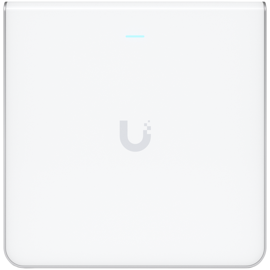 UBIQUITI U6 Enterprise In-Wall, 10 spatial streams, 115 m² (1,250 ft²) coverage, 600+ connected devices, – product photo