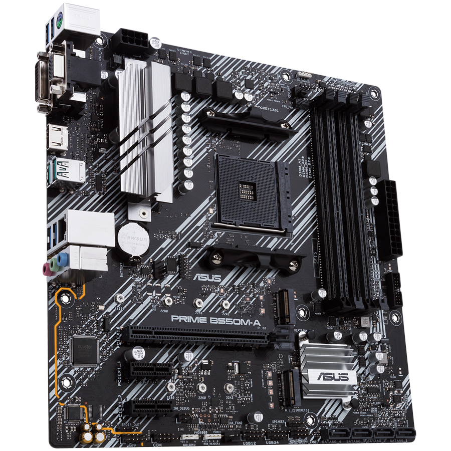 ASUS PRIME B550M-A/CSM AM4 mATX MB - AMD B550 4xDIMM DDR4 2xM.2 4xSATA PCIe 4.0 1Gb Ethernet 1xD-SUB 1xDVI-D 1xHDMI with Aura Sync RGB headers support - image 2