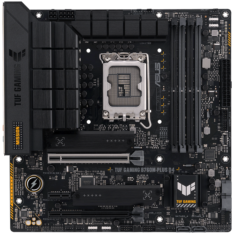 ASUS TUF GAMING B760M-PLUS D4 LGA1700 mATX gaming MB - Intel B760 4xDIMM DDR4 2xM.2 4xSATA PCIe 5.0 2.5Gb Ethernet 1xDisplayPort 1xHDMI with Aura Sync support - image 2