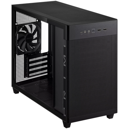 ASUS Prime AP201 Tempered Glass MicroATX Case Black - stylish 33-liter MicroATX case with tool-free side panels, with support for 360 mm coolers, graphics cards up to 338 mm long, and standard ATX PSUs - image 4