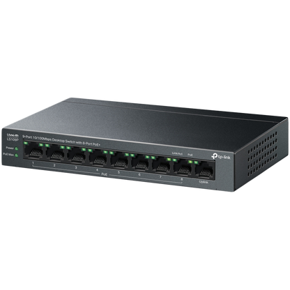 TP-Link LS109P 9-Port 10/100 Mbps Desktop Switch with 8-Port PoE+, 8× 10/100 Mbps PoE+ Ports, 1× 10 – view 3