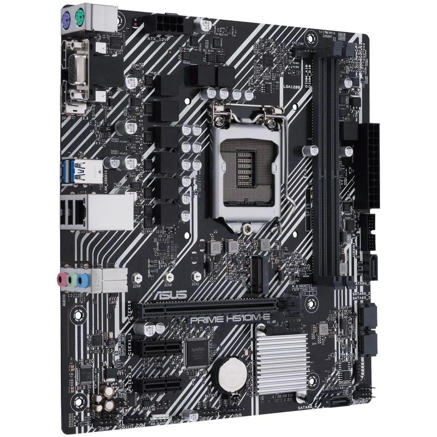 ASUS PRIME H510M-E LGA1200 mATX MB - Intel H510 2xDIMM DDR4 1xM.2 4xSATA PCIe 4.0 1Gb Ethernet 1xD-SUB 1xDisplayPort 1xHDMI with COM and RGB header - product photo